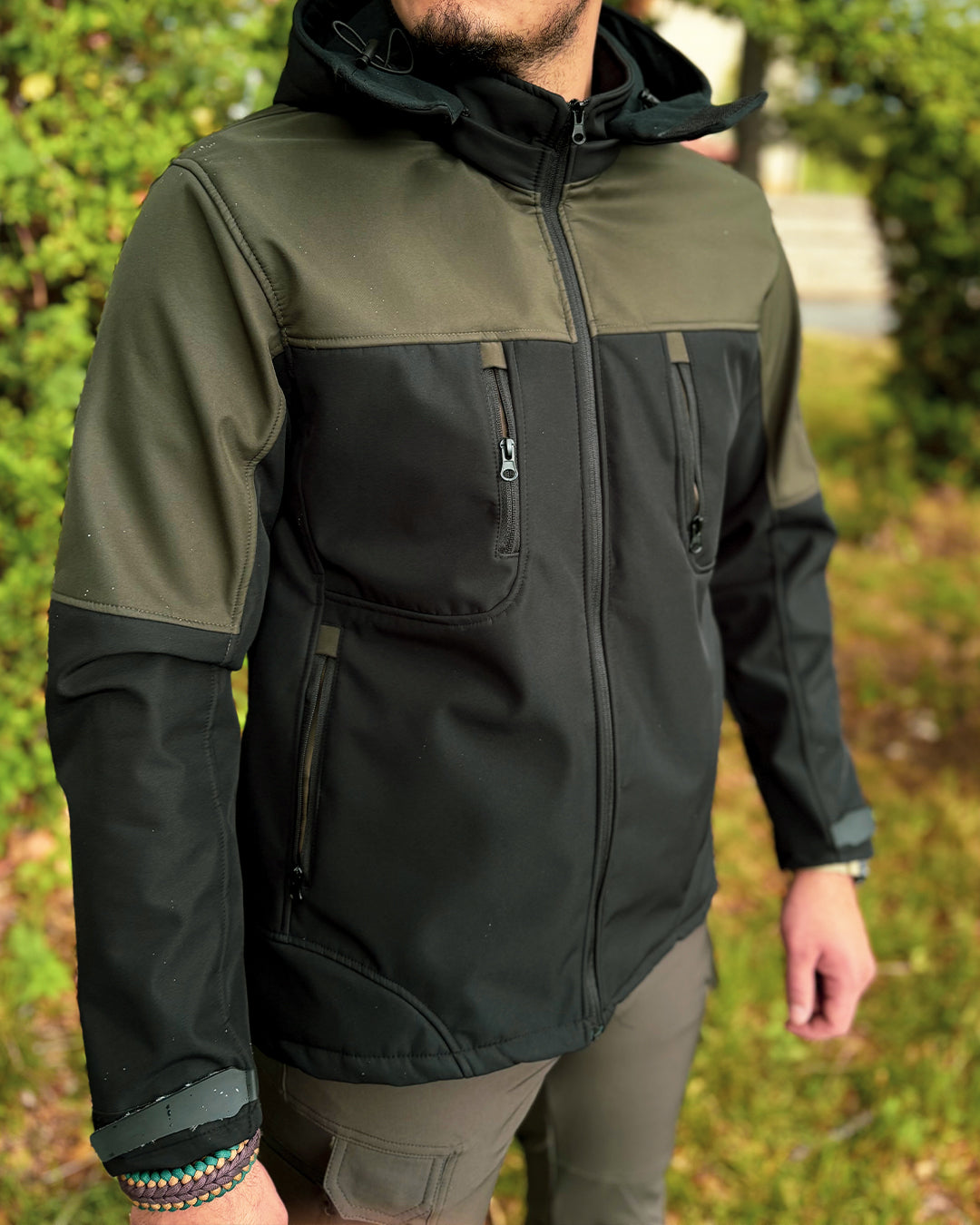 Hardon Siyah Yeşil Softshell Ceket