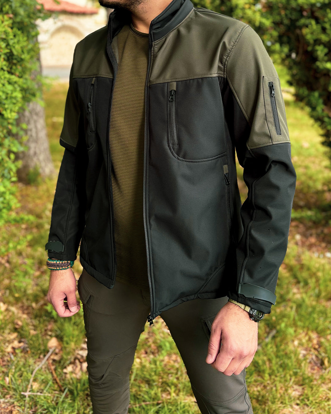 Hardon Siyah Yeşil Softshell Ceket