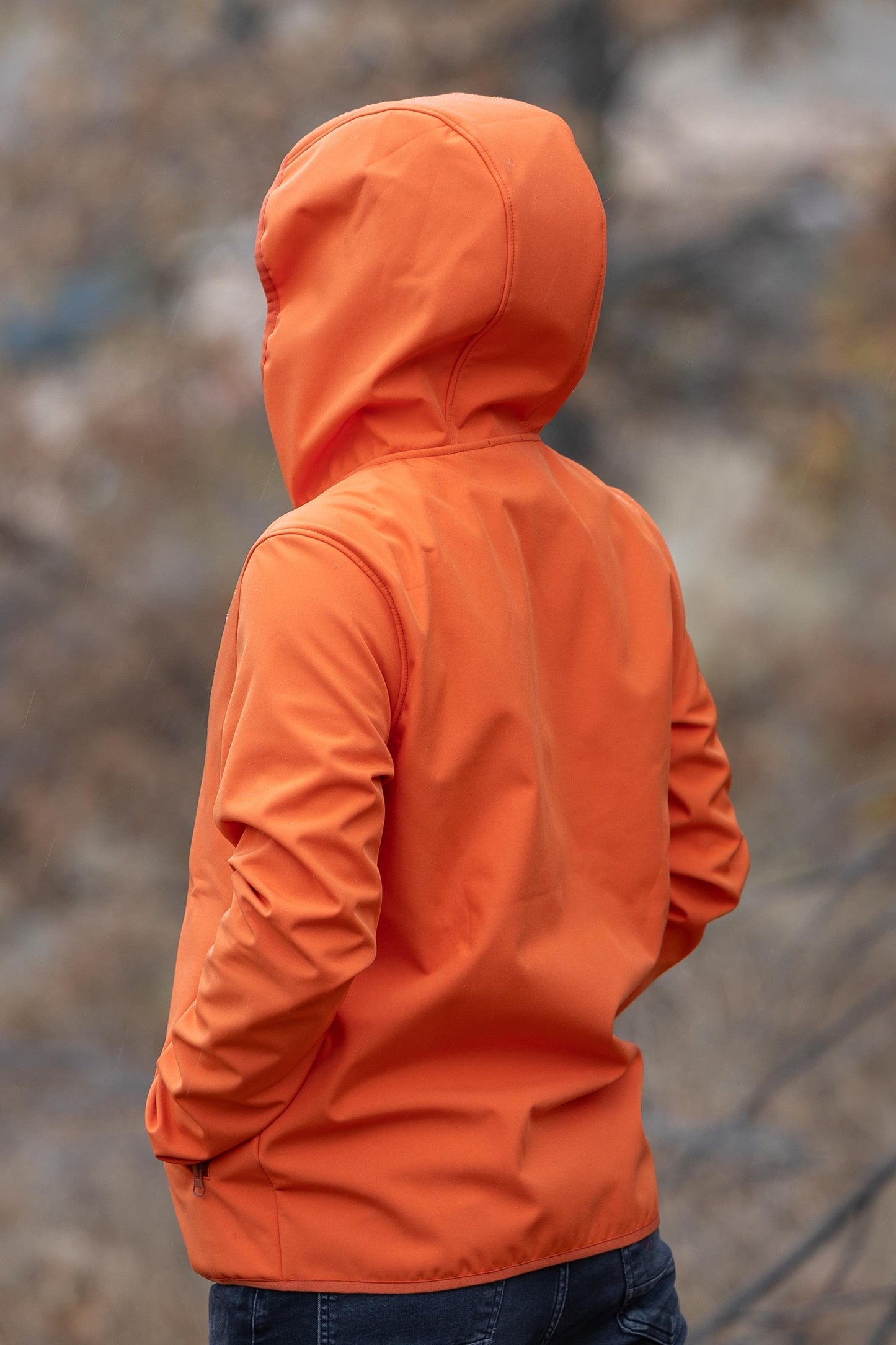 Turuncu Kapüşonlu Softshell Mont