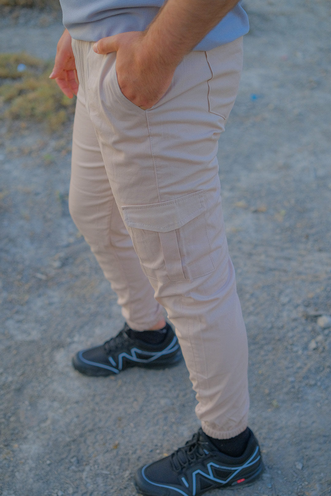 Açık Krem Jogger Kargo Cep Pantolon - Görsel 2